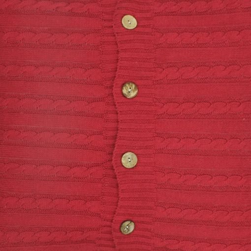 Closeup Image of Square Maroon Cable Knit Cushion Cover 50cm x 50cm With Buttons