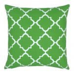 Green and white square outdoor cushion