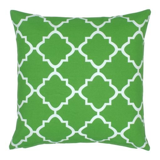 Green and white square outdoor cushion