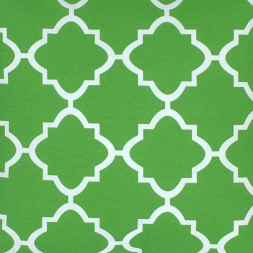 Close up of square green outdoor cushion cover.