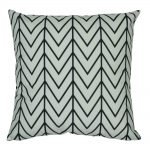 Velvet cushion cover with black stripes and chevron pattern