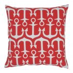 Square cushion with red and white color and anchor design