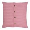 Square Pink Knitted Cushion Cover 50cm x 50cm With Buttons