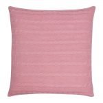 Back Image of Square Pink Cable Knit Cushion Cover 50cm x 50cm With Buttons