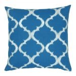 Teal and white square outdoor cushion cover