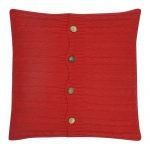 Square Red Cable Knit Cushion Cover 50x50cm With Buttons