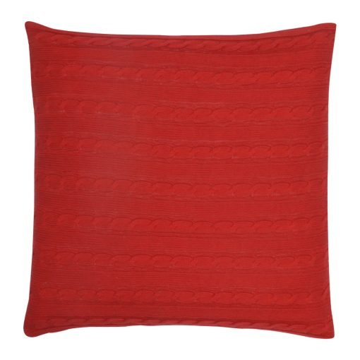 Back Image of Square Red Cable Knit Cushion Cover 50x50cm With Buttons