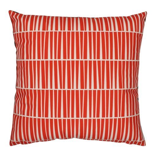Square red and white modern velvet cushion cover