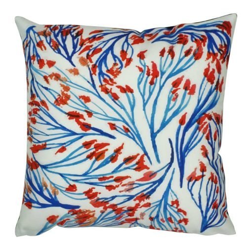 45x45cm velvet cushion blue and orange nature print