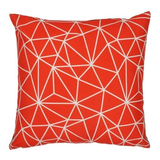 45x45cm velvet cushion cover with geometric design in red and white colours