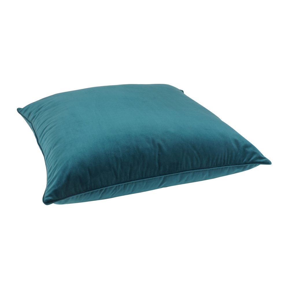 Large shiny teal velvet floor cushion