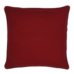 Image of square maroon cushion cover made of polyester fabric