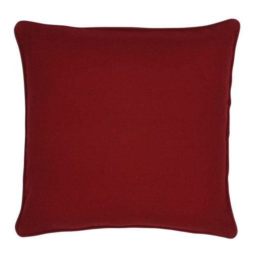 Image of square maroon cushion cover made of polyester fabric