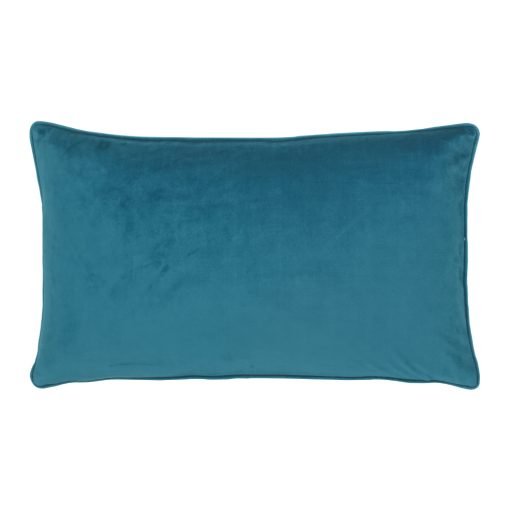 rectangular velvet cushion cover in teal colour