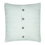 Photo of white cable Knitted cushion cover with buttons