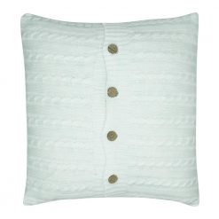 Photo of white cable Knitted cushion cover with buttons