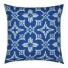 Image of square outdoor cushion cover with blue florals