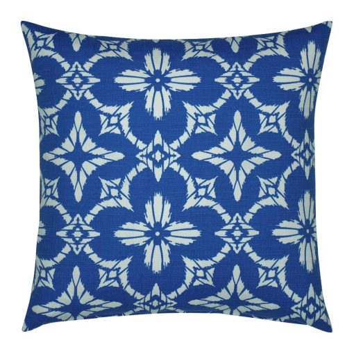 Image of square outdoor cushion cover with blue florals
