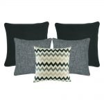 A set of 5 cushion covers in grey colours