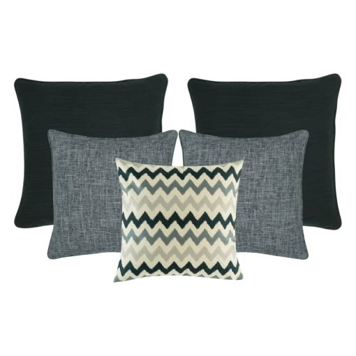 A set of 5 cushion covers in grey colours