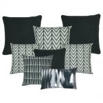 A collection of 8 cushion covers with black, grey and white colours