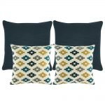 4 black and white cushions with patterns