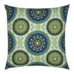 Blue and green outdoor cushion cover with Moroccan design