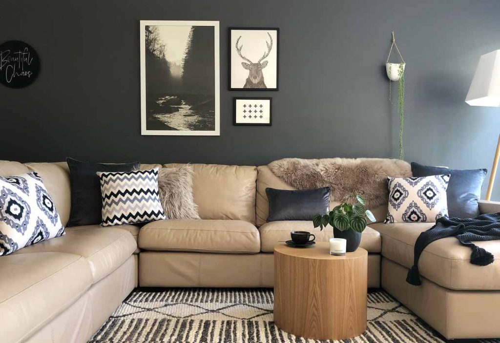 Scandi room with grey cushions