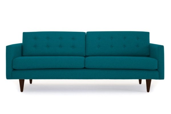Empty teal or turquoise sofa