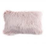 Photo of pink rectangular fur cushion in 30cm x 50cm size