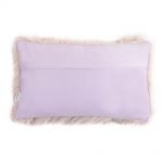 Back view photo of pink rectangular fur cushion in 30cm x 50cm size