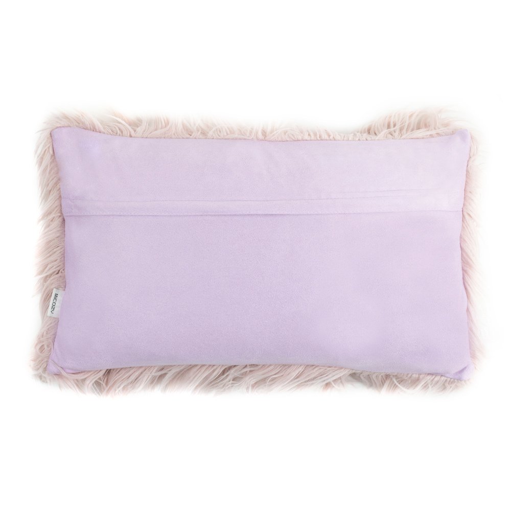 Light Pink Rectangular Fur Cushion Cover Rectangle
