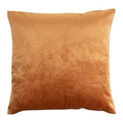 Image of square velvet linen terracotta cushion in copper colour