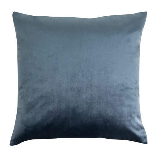 Image of velvet linen cushion in cornflower blue colour