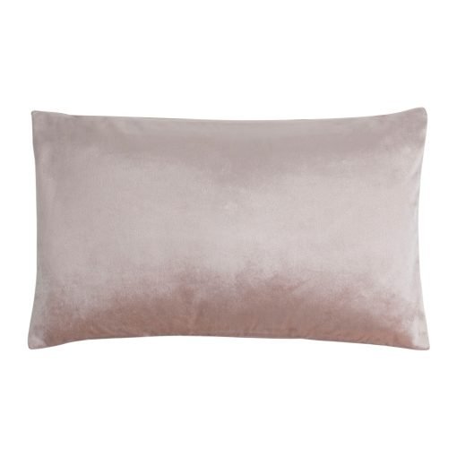 Image of rectangular cushion made of dusty pink velvet material