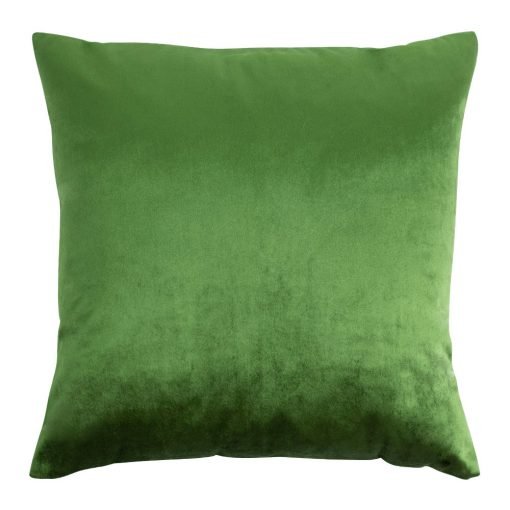 Image of square velvet linen cushion cover in forest green colour