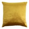 Image of square velvet linen cushion in gold mustard colour