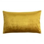 Photo of rectangular cushion cover made of gold mustard velvet fabric