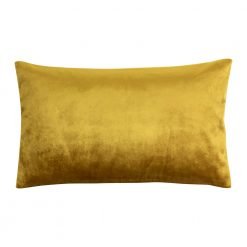 Photo of rectangular cushion cover made of gold mustard velvet fabric