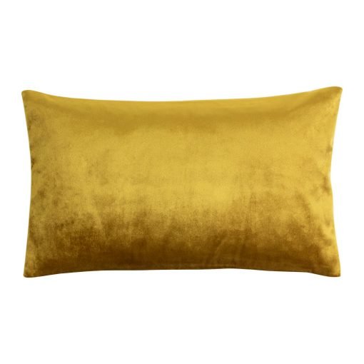 Photo of rectangular cushion cover made of gold mustard velvet fabric