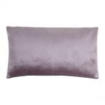 Image of rectangular cushion cover made of lavender velvet fabric