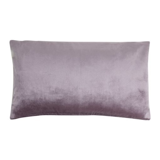 Image of rectangular cushion cover made of lavender velvet fabric