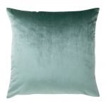 Image of square velvet linen cushion cover in mint colour