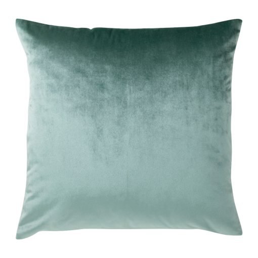 Image of square velvet linen cushion cover in mint colour