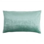 Image of mint rectangular cushion cover made of velvet linen