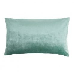 Image of mint rectangular cushion cover made of velvet linen