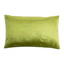 Image of olive rectangular cushion cover made of velvet linen