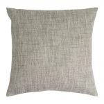 Image of square silver cushion made of polyester fabric