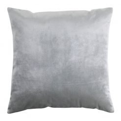 Image of silver cushion cover made of velvet fabric