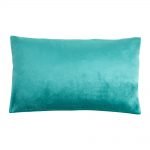 Image of rectangular cushion cover made of spearmint velvet fabric